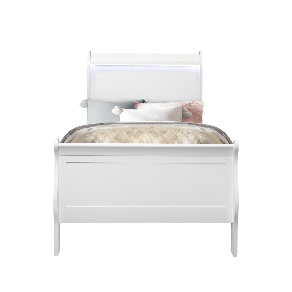 Charlston Sleigh Bed with LED Lighting - Blue or White, photo 4 of 27