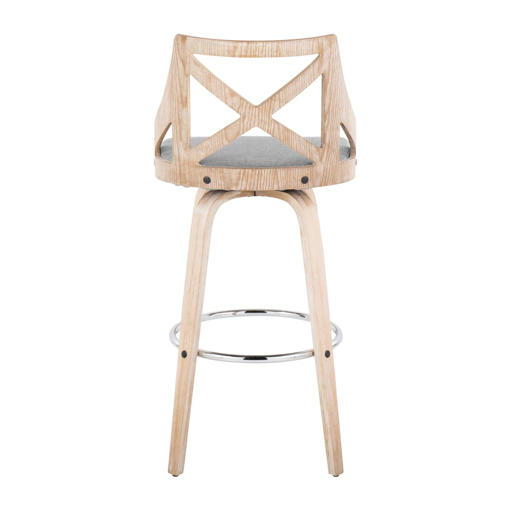 Charlotte - Farmhouse Fixed Height Bar Stool With Swivel And Round Footrest (Set of 2) by Unique Piece Furniture