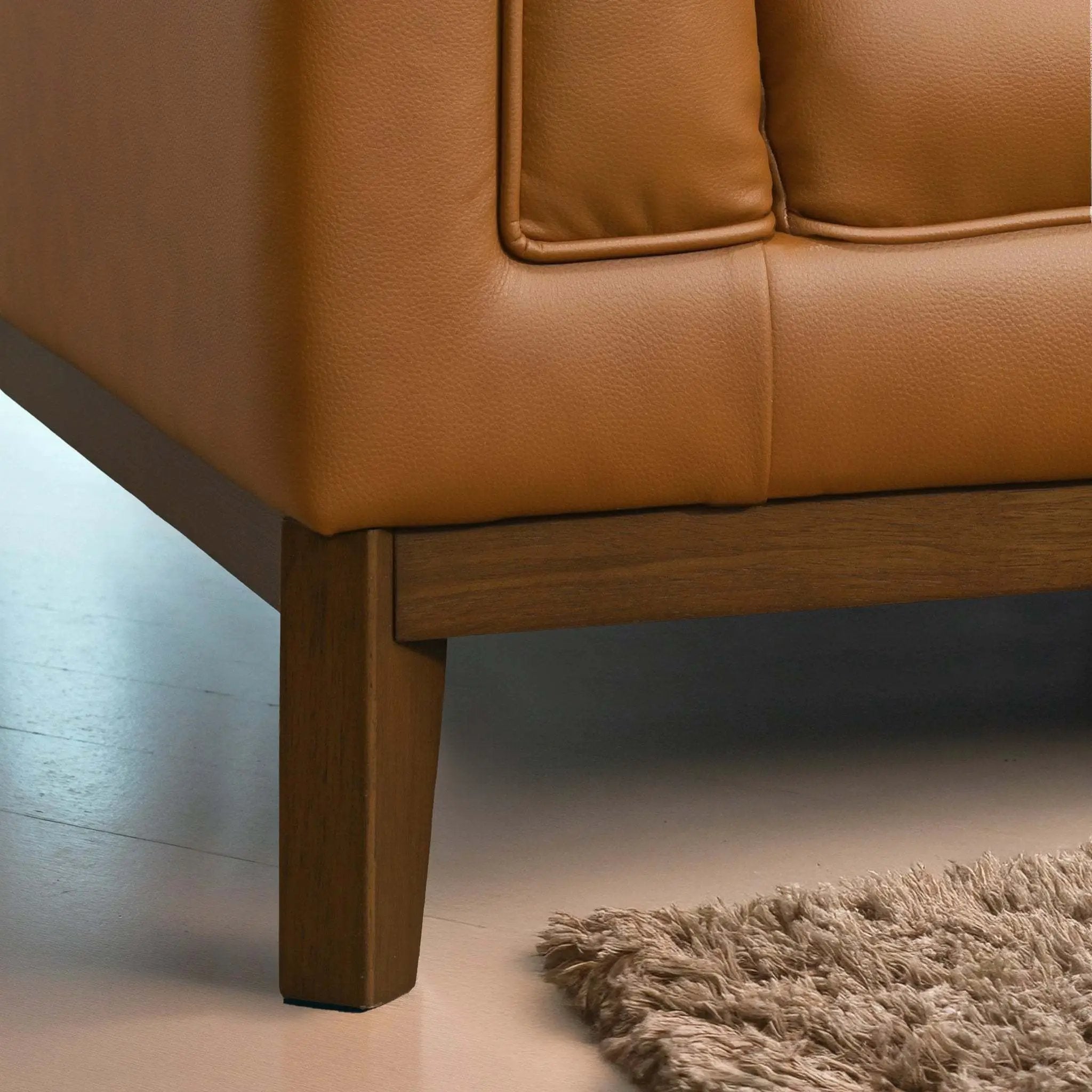 Melissa Mid-Century Cognac Vegan Leather Modern Sofa by HouseOfZazla