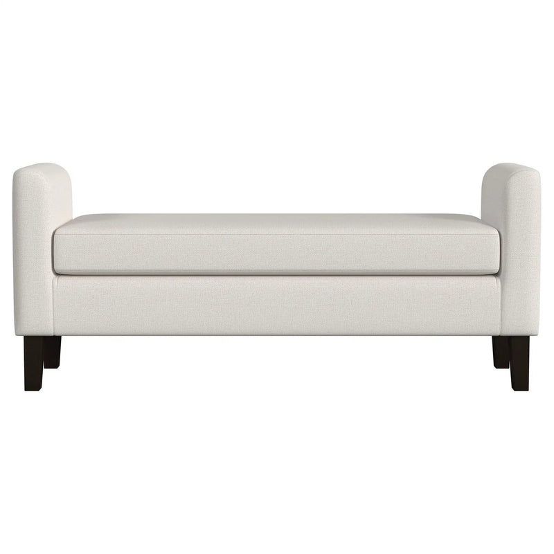 Hollis - Upholstered Accent Bench With Armrests Seating - Vanilla White