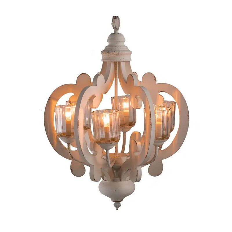 Farmhouse Chandelier, 6 Light Wood Chandelier Pendant Light Fixture With Adjustable Chain For Dining Room Living Room Entryway, Bulb Not Included by HouseOfZazla