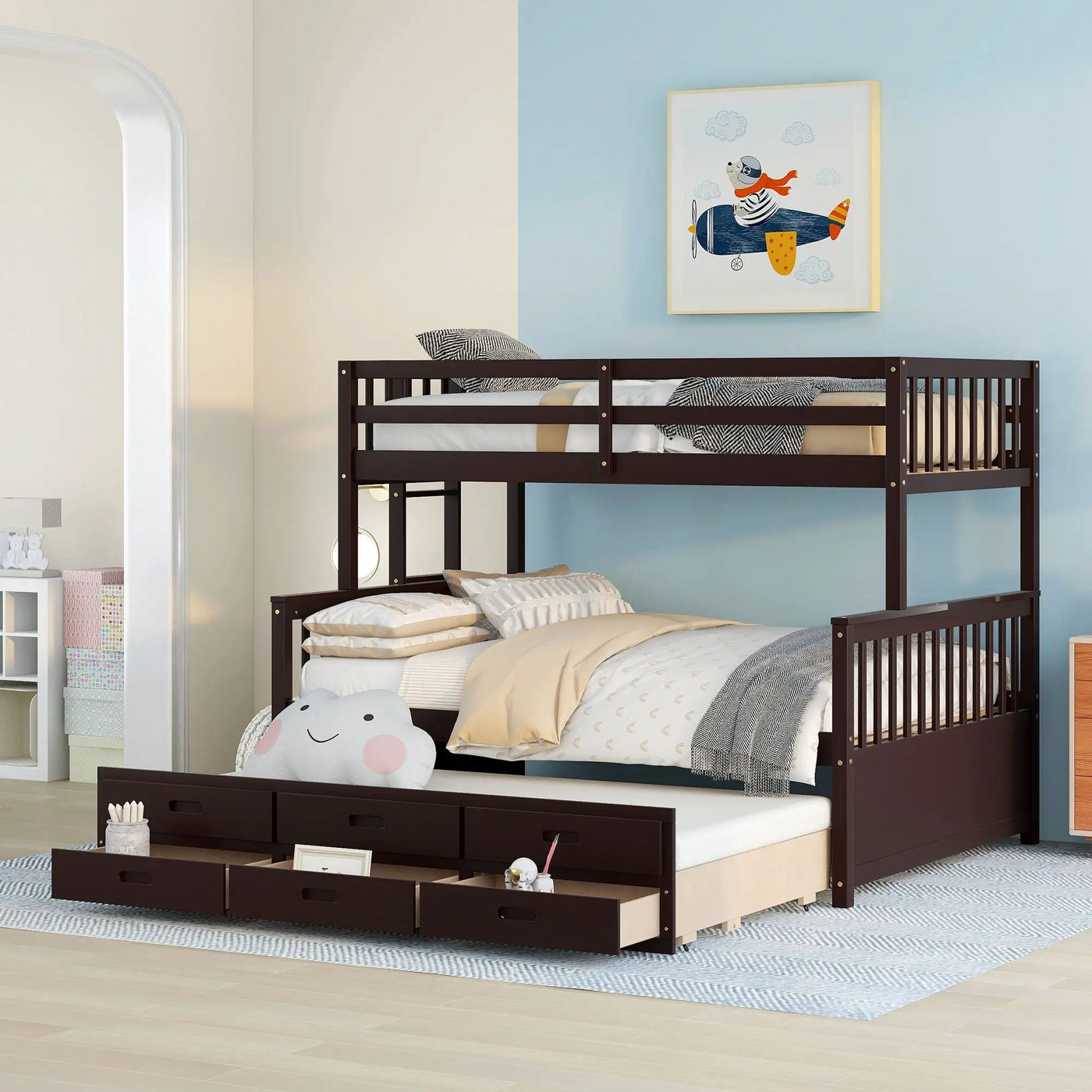 Bunk Bed With Twin Size Trundle And Drawers by Unique Piece Furniture