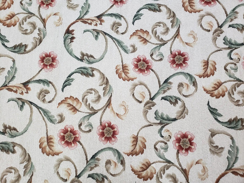 Needlepoint Rug 9x12, European Aubusson Design, Floral Allover Garden Pattern, New Needlepoint Area Rug, Ivory Rug, Hand Woven, Flatweave by Jewel Rugs