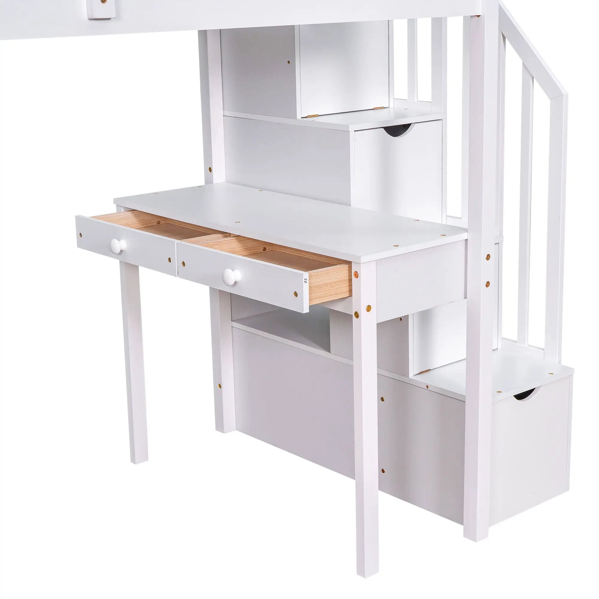 Loft Bed With Storage Drawers, Desk And Stairs With Shelves by HouseOfZazla