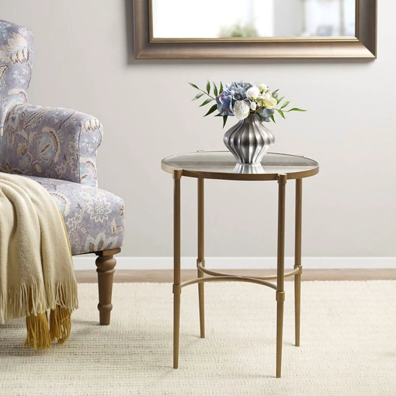 Bedford - Oval Mirror Accent Table - Antique Bronze by HouseOfZazla