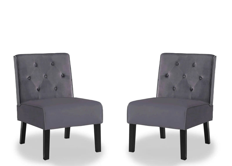 Reese - Living Room Armless Button Tufted Pattern Accent Chair (Set of 2) by HouseOfZazla