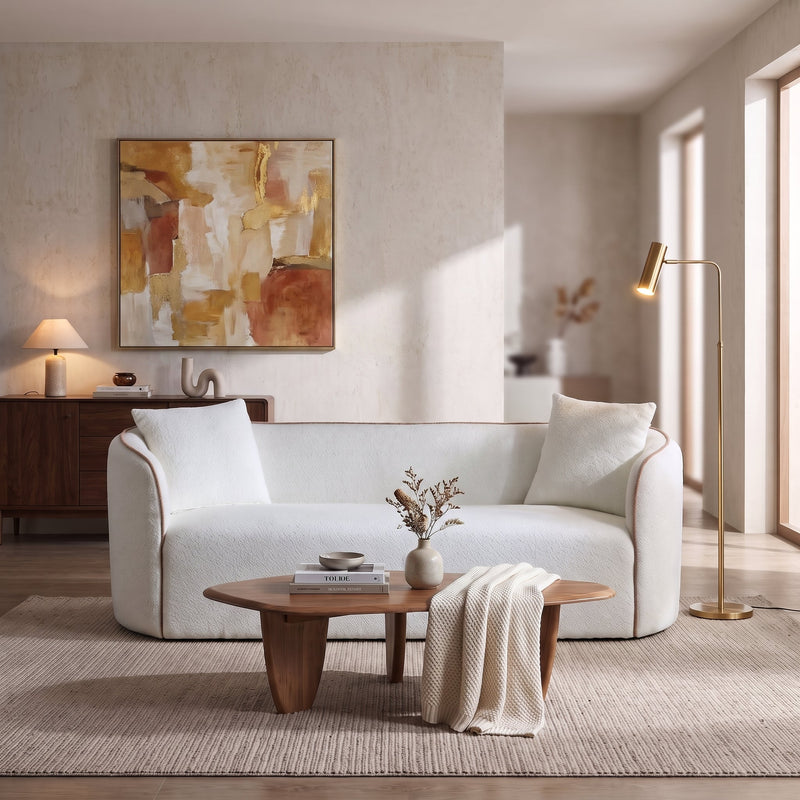 Coral 82" Curved Sofa with Boucle Upholstery - Beige, photo 2 of 7