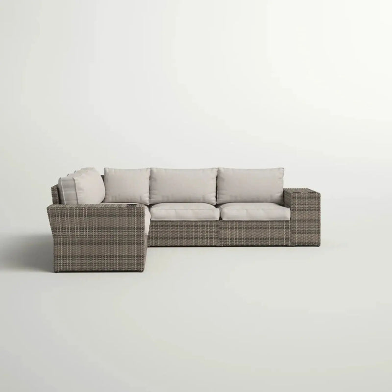 Wide Outdoor Wicker Patio Sectional With Cushions & Reversible Design - Gray by Unique Piece Furniture