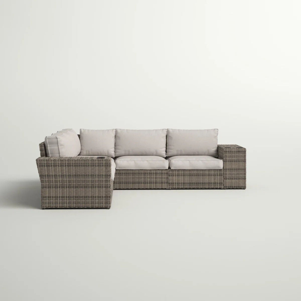 Wide Outdoor Wicker Patio Sectional with Cushions & Reversible Design - Gray, photo 7 of 9