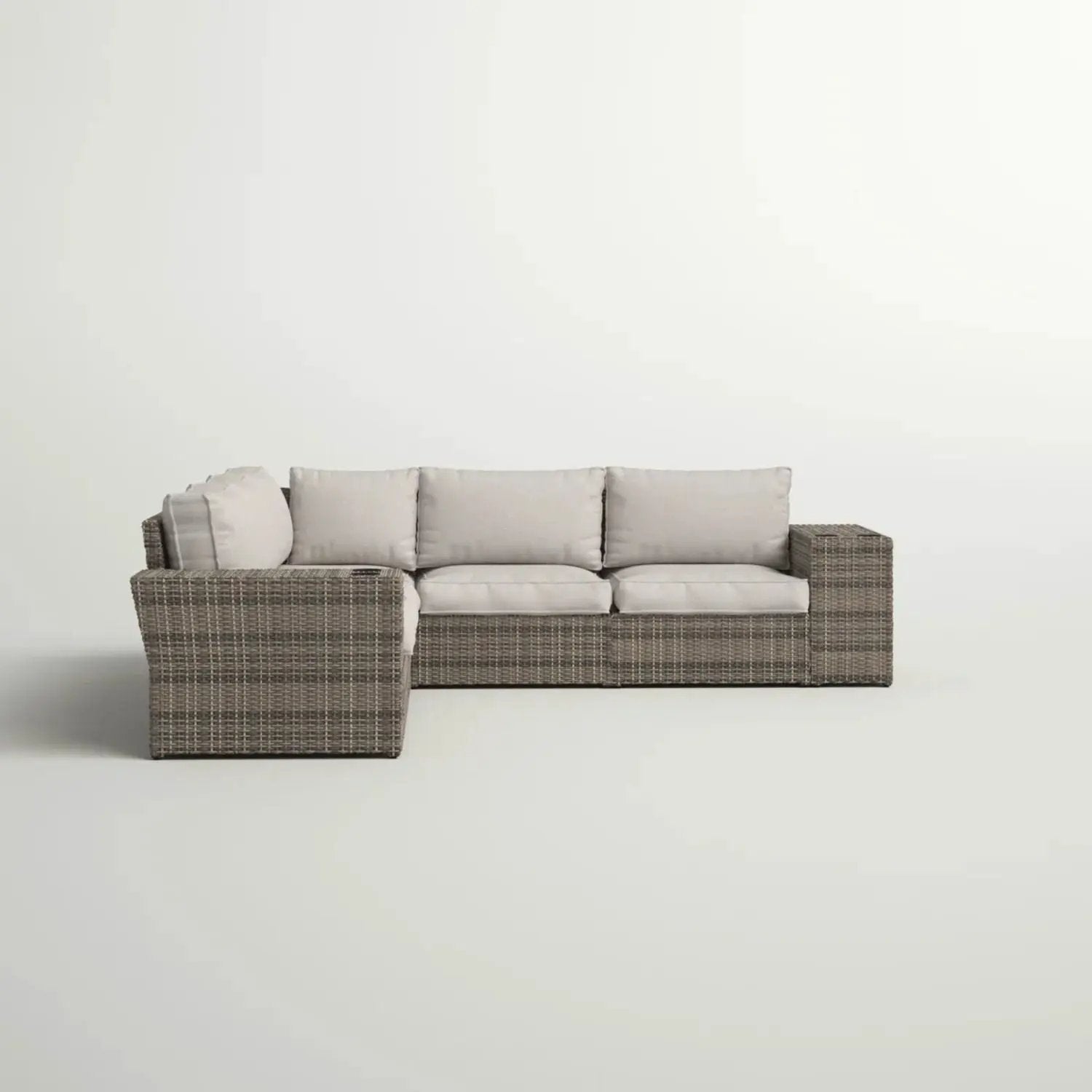 Wide Outdoor Wicker Patio Sectional With Cushions & Reversible Design - Gray by HouseOfZazla