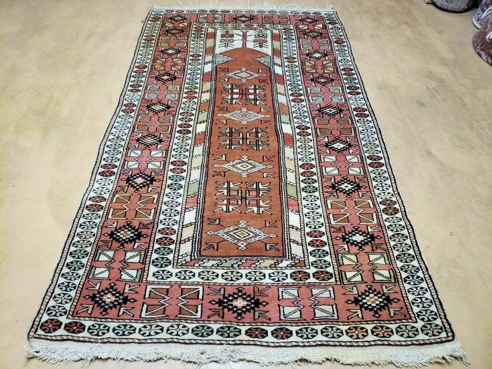 4' X 7' Antique Handmade Turkish Melas Oushak Wool Rug by Jewel Rugs