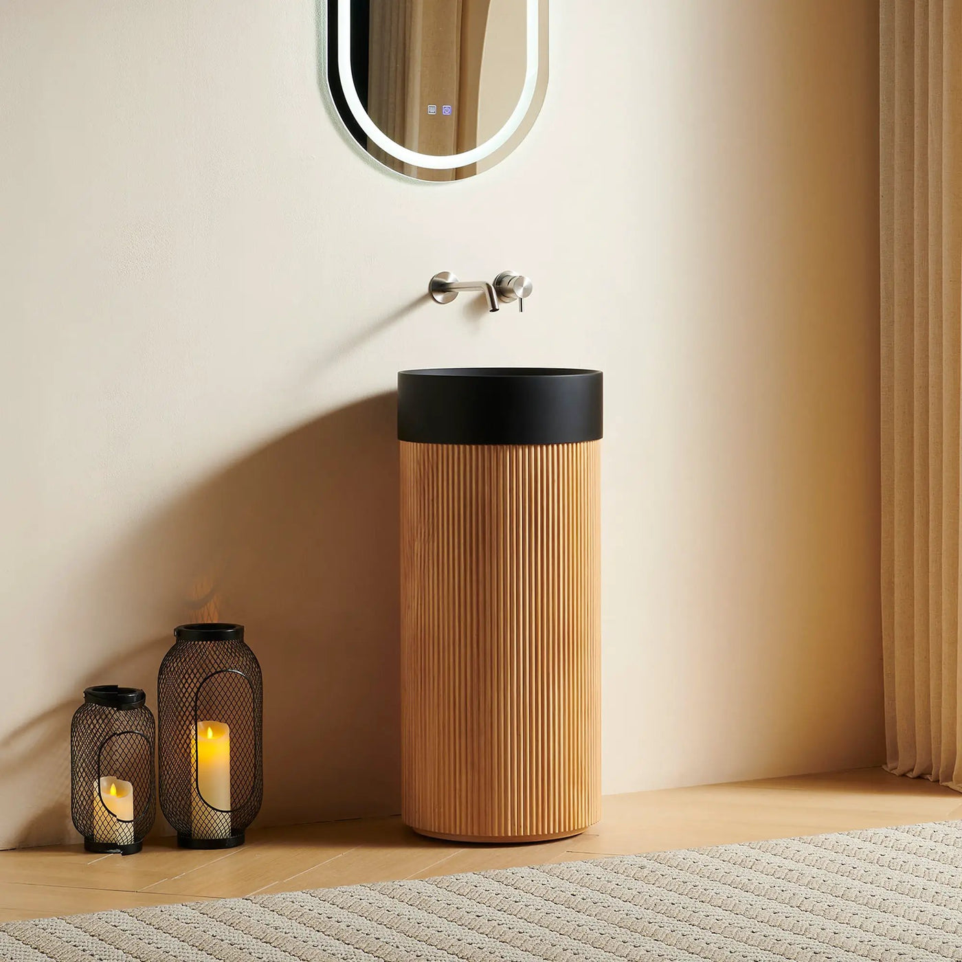 JINBO 16" Freestanding Cylindrical Bathroom Vanity Cabinet by HouseOfZazla