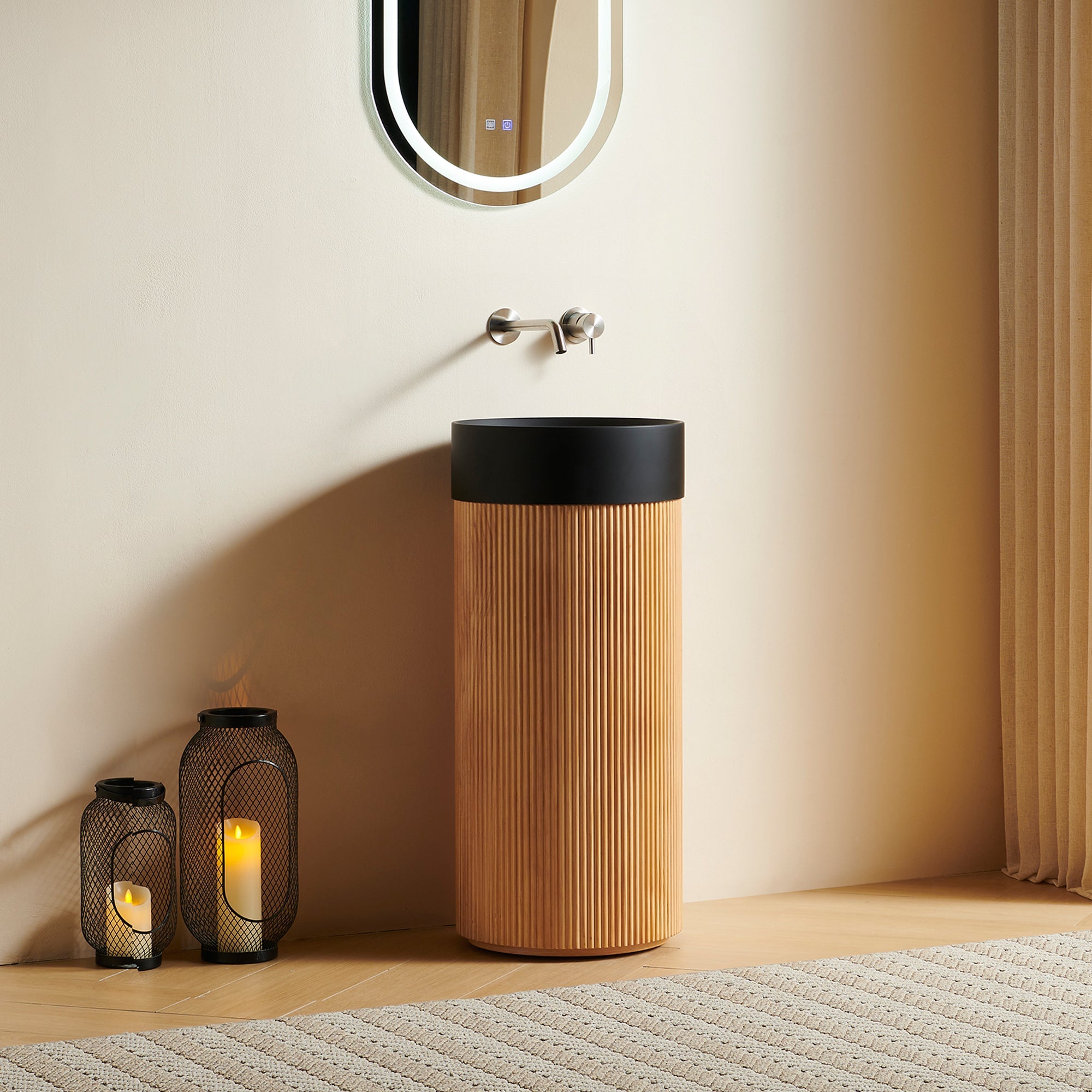 JINBO 16" Freestanding Cylindrical Bathroom Vanity Cabinet by HouseOfZazla
