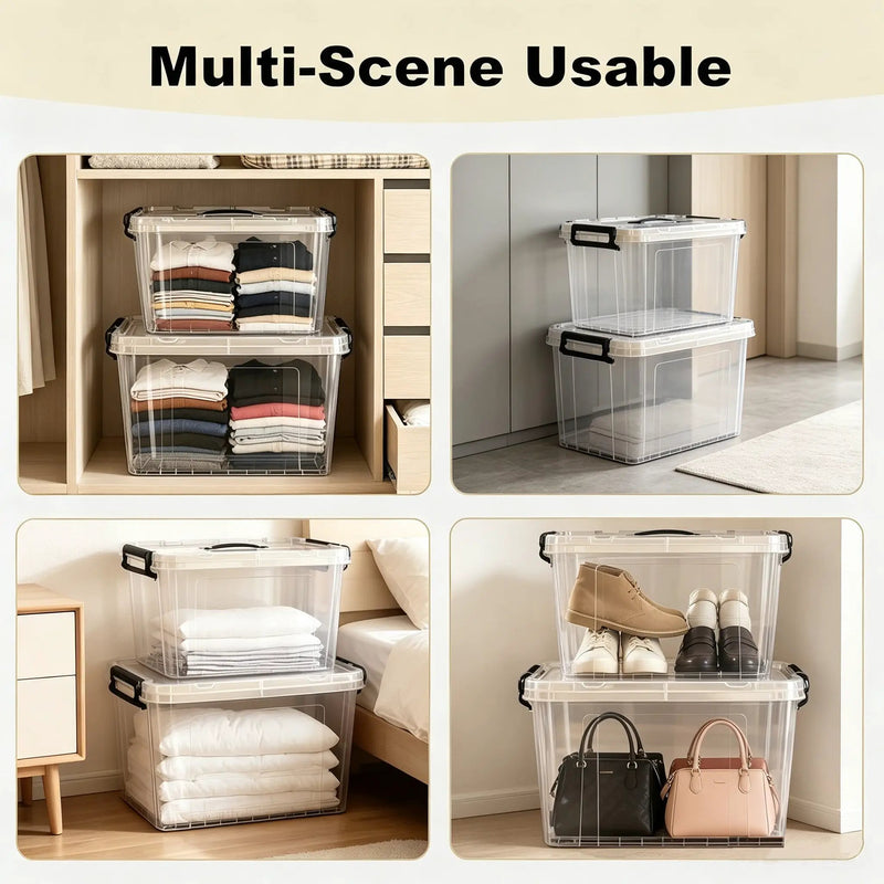 4 Pack 90 QT Plastic Storage Bins with Lids by HouseOfZazla