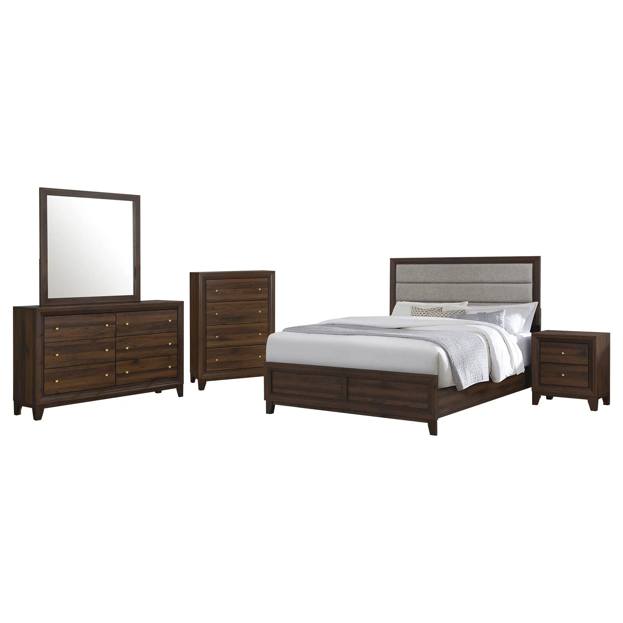 Welsley 5-piece Eastern King Bedroom Set Walnut by Unique Piece Furniture