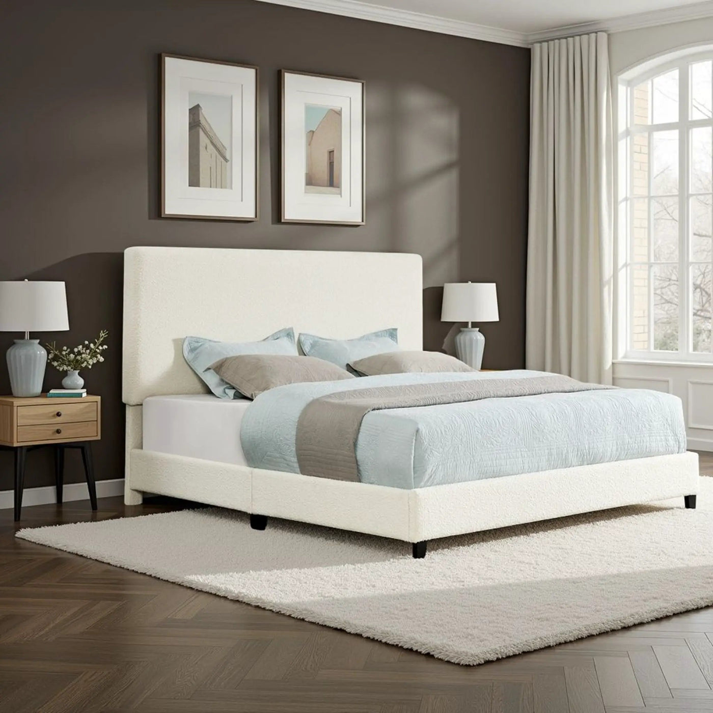 Platform Bed & Upholstered Headboard by HouseOfZazla