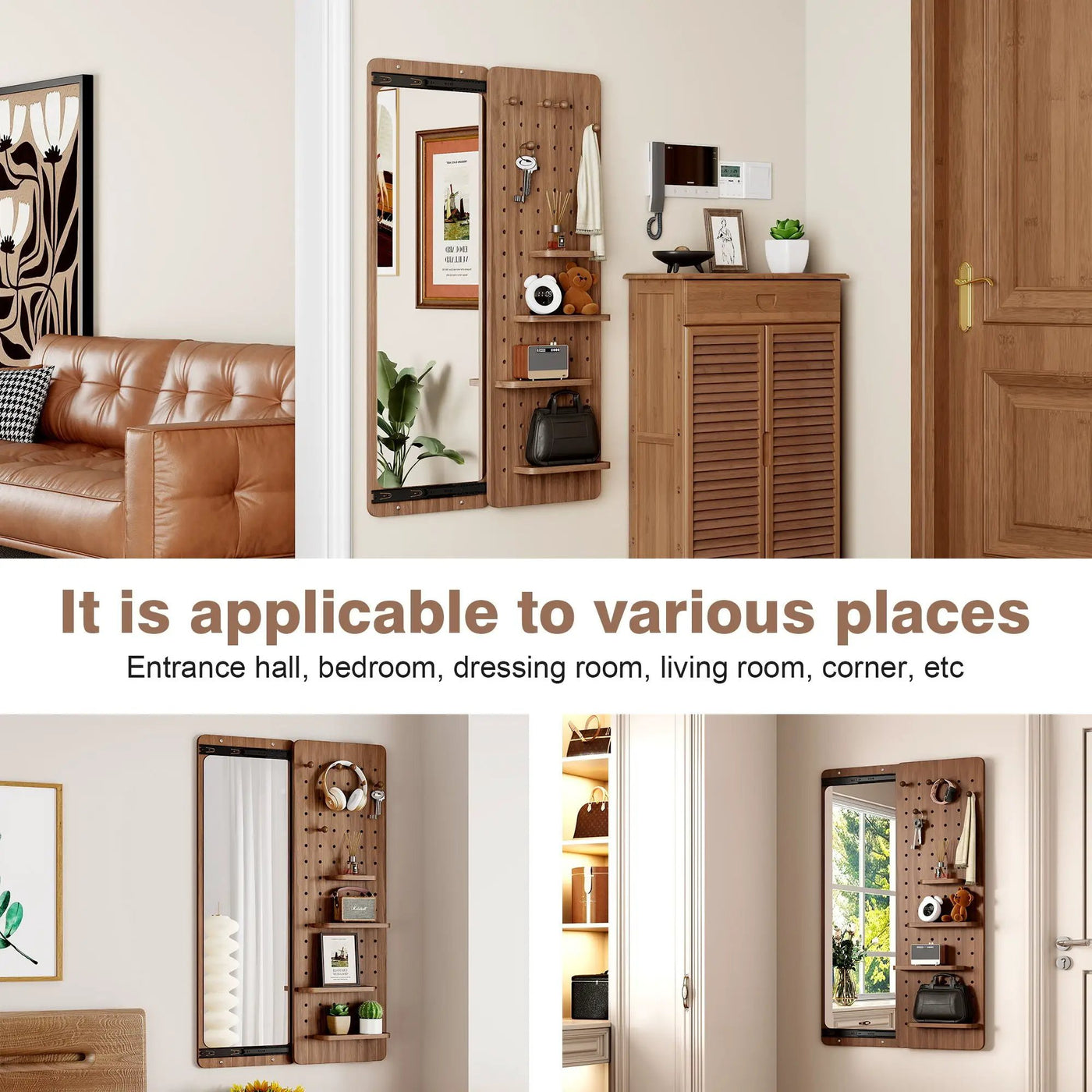 Wall Mounted Full Length Mirror With Shelf And Hook by HouseOfZazla