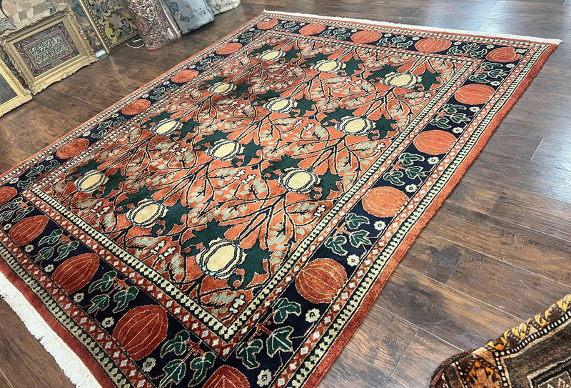 Indo Persian Bidjar Rug 8x10, Red and Black, Handmade Vintage Wool Carpet by Jewel Rugs
