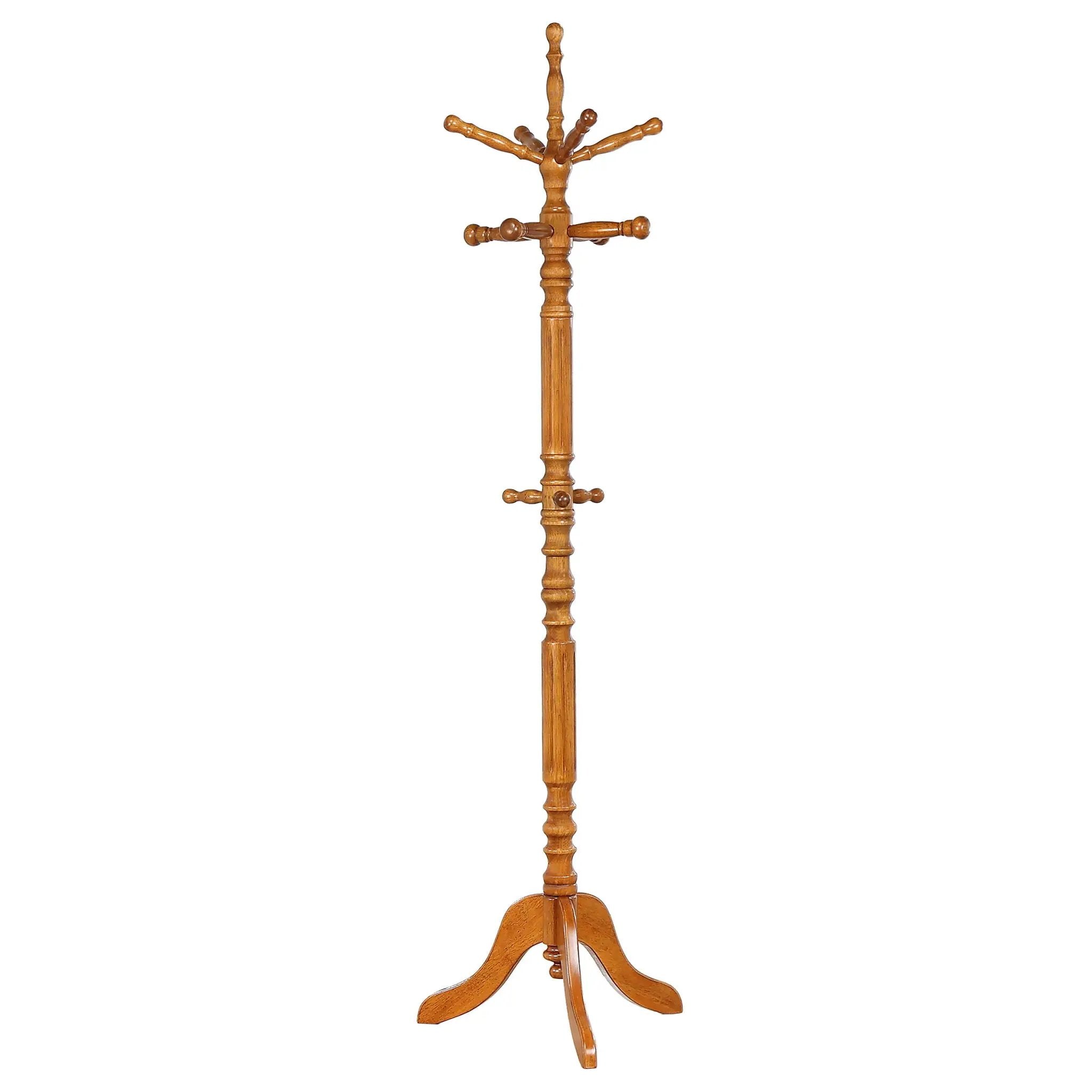 Achelle 11 Hook Freestanding Coat Rack Hanger Golden Brown by Unique Piece Furniture