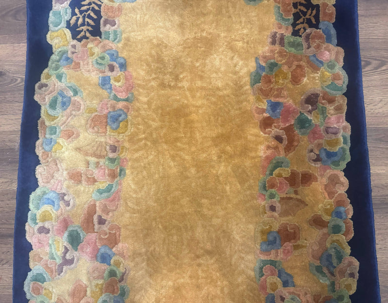 Chinese Wool Rug 3x5, Vintage Carpet, Handmade by Jewel Rugs
