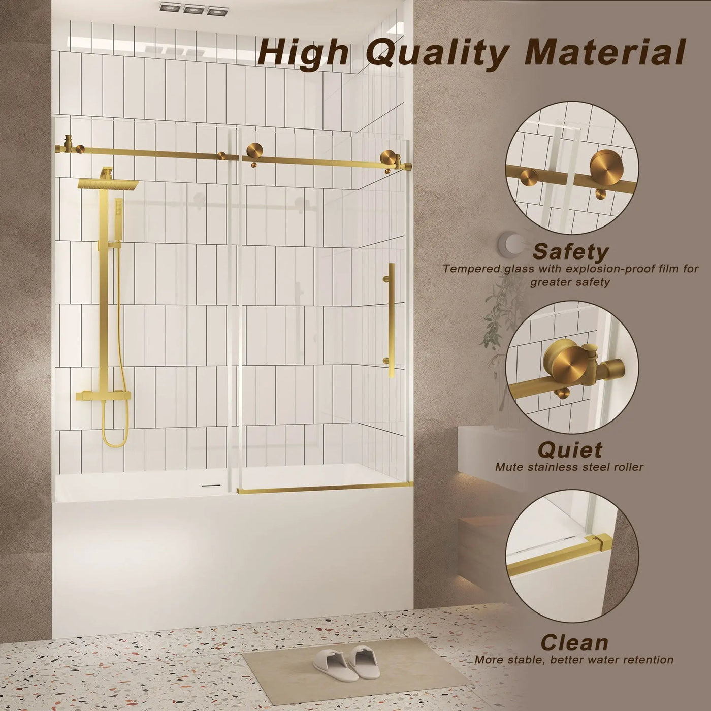 Frameless Shower Door, Smooth Sliding Tracks by HouseOfZazla