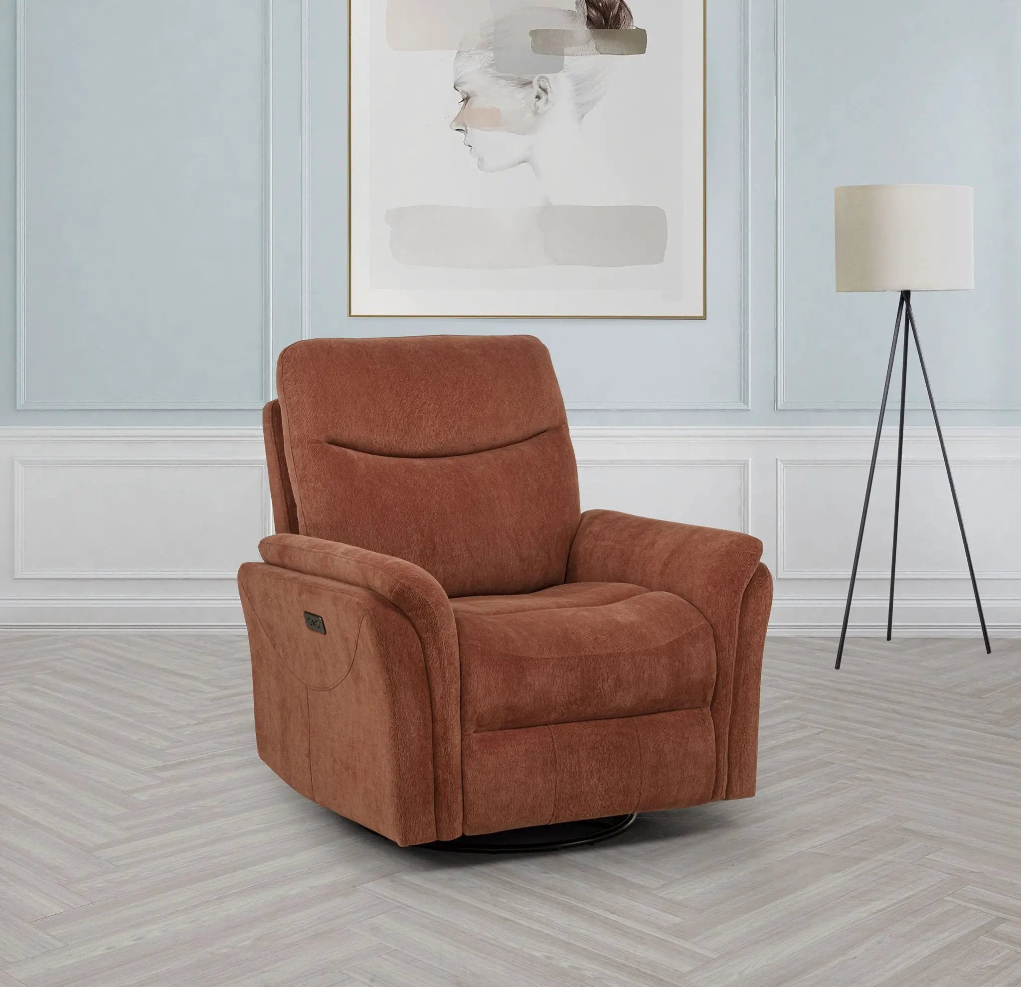 Adler Upholstered Power Swivel Glider Recliner Rust by Unique Piece Furniture