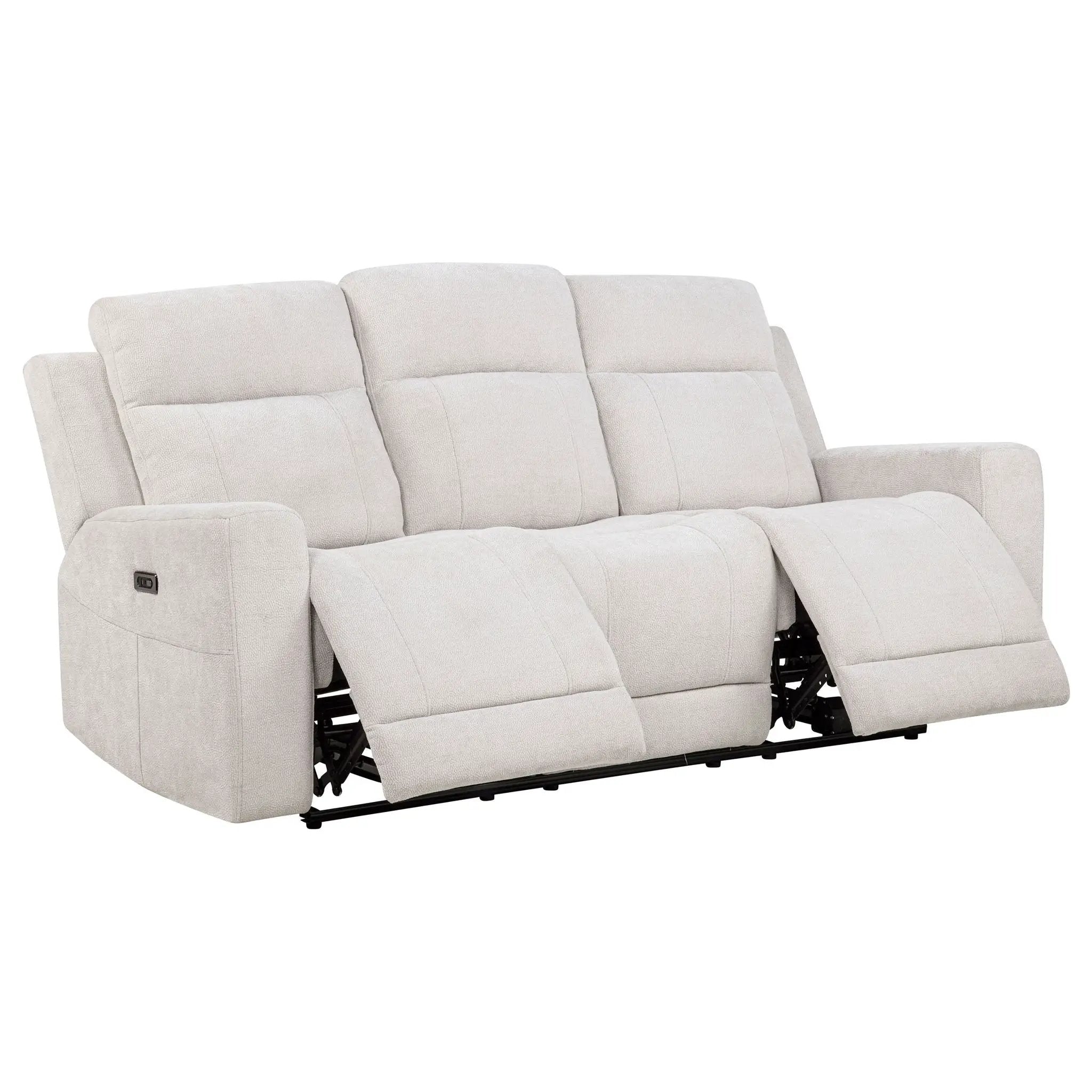 Kennett 2-piece Chenille Power Reclining Sofa Set Ivory by Unique Piece Furniture