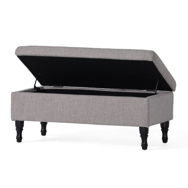 Dean Fabric Storage Wide Tufted Rectangle Ottoman - Gray