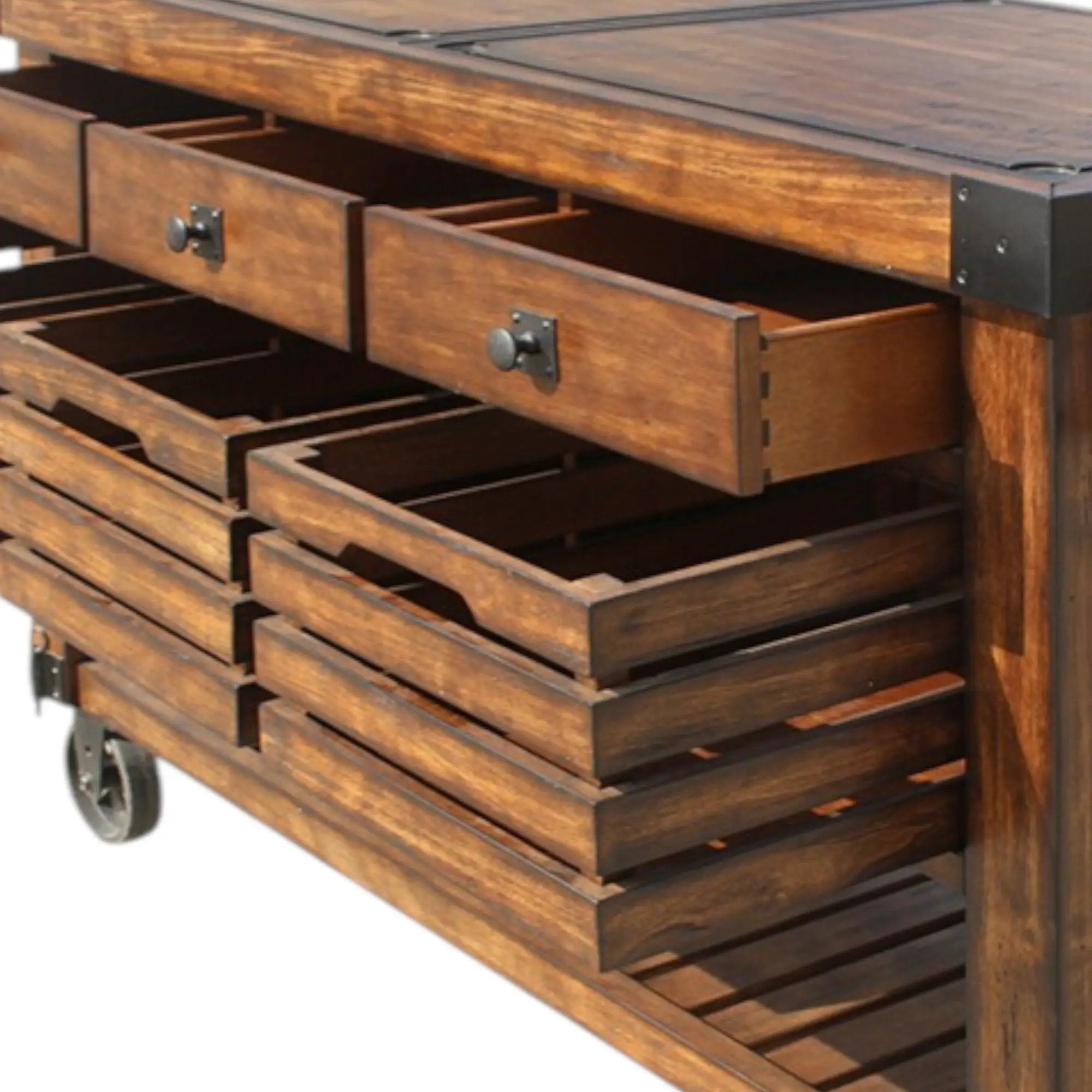 Kaif - Distressed Chestnut Kitchen Cart - Chestnut by HouseOfZazla