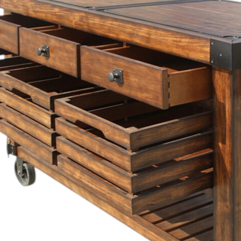Kaif - Distressed Chestnut Kitchen Cart - Chestnut by HouseOfZazla