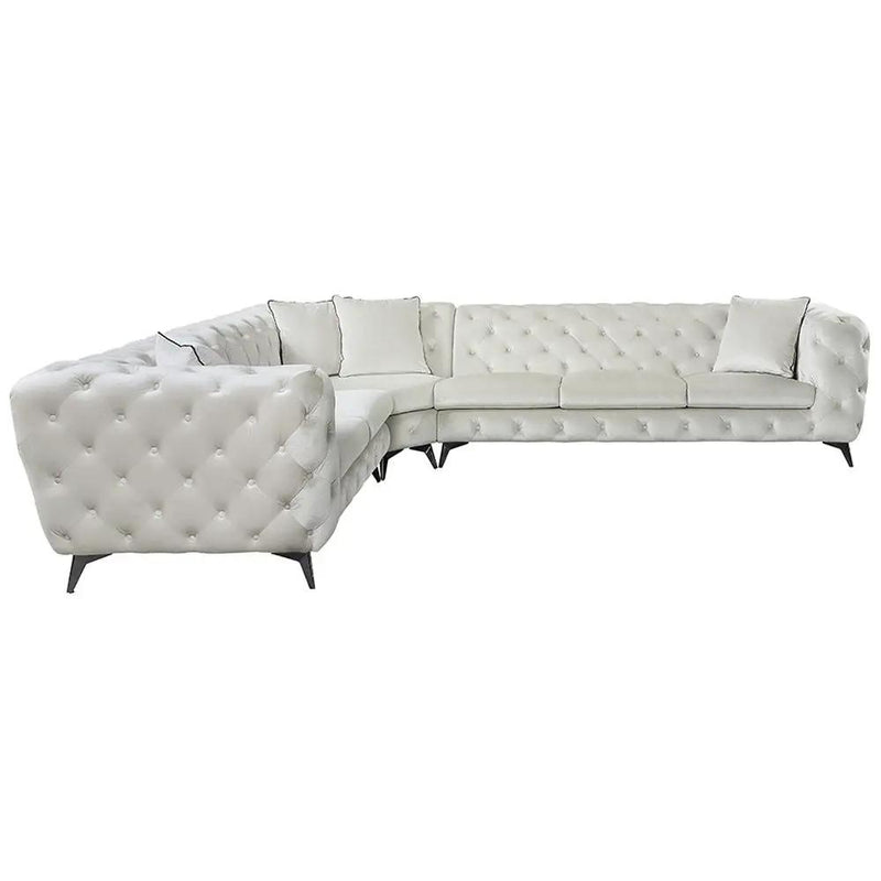 Atronia - Sectional Sofa With 4 Pillows - Beige Fabric by Unique Piece Furniture