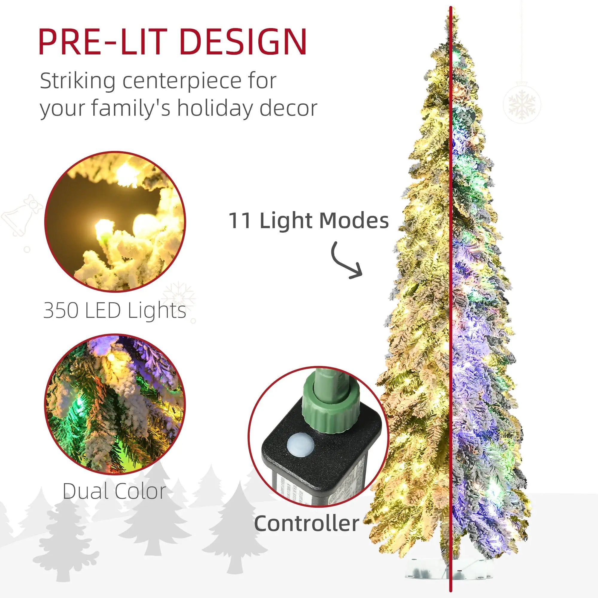 HOMCOM 6Ft Tall Prelit Pencil Artificial Christmas Tree by HouseOfZazla