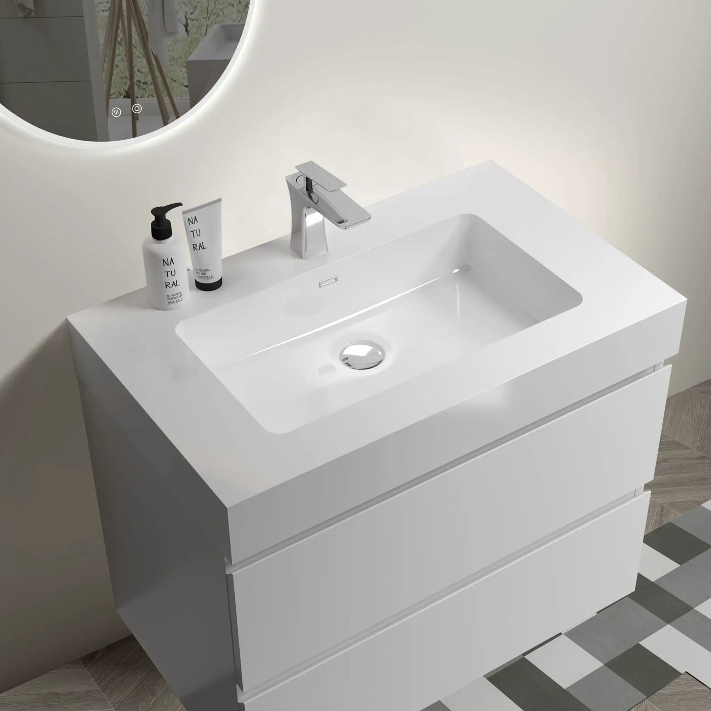 Alice - Bathroom Vanity With Large Storage, Sink Wall Mounted Floating Bathroom Vanity For Modern Bathroom, One-Piece Sink Basin Without Drain And Faucet by HouseOfZazla