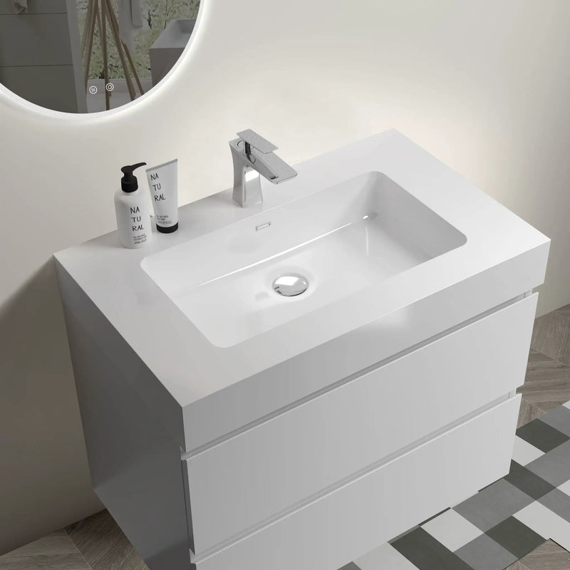 Alice - Bathroom Vanity With Large Storage, Sink Wall Mounted Floating Bathroom Vanity For Modern Bathroom, One-Piece Sink Basin Without Drain And Faucet by Unique Piece Furniture