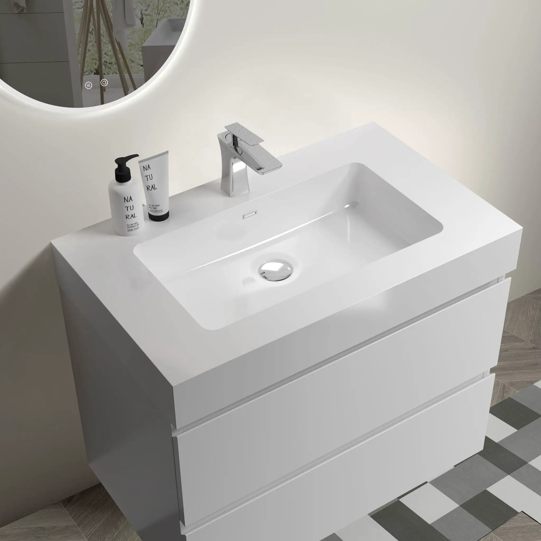 Alice - Bathroom Vanity With Large Storage, Sink Wall Mounted Floating Bathroom Vanity For Modern Bathroom, One-Piece Sink Basin Without Drain And Faucet by HouseOfZazla