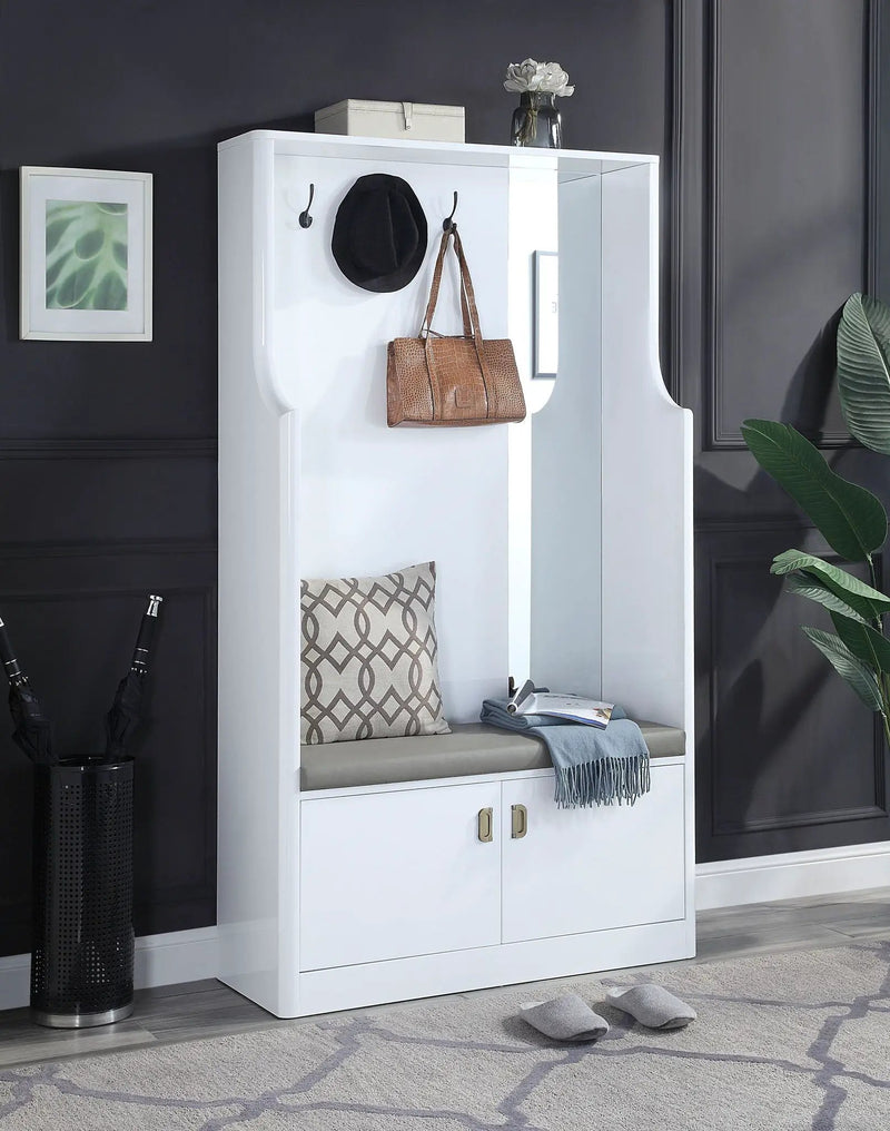 Buck II - High Gloss Hall Tree - White by HouseOfZazla