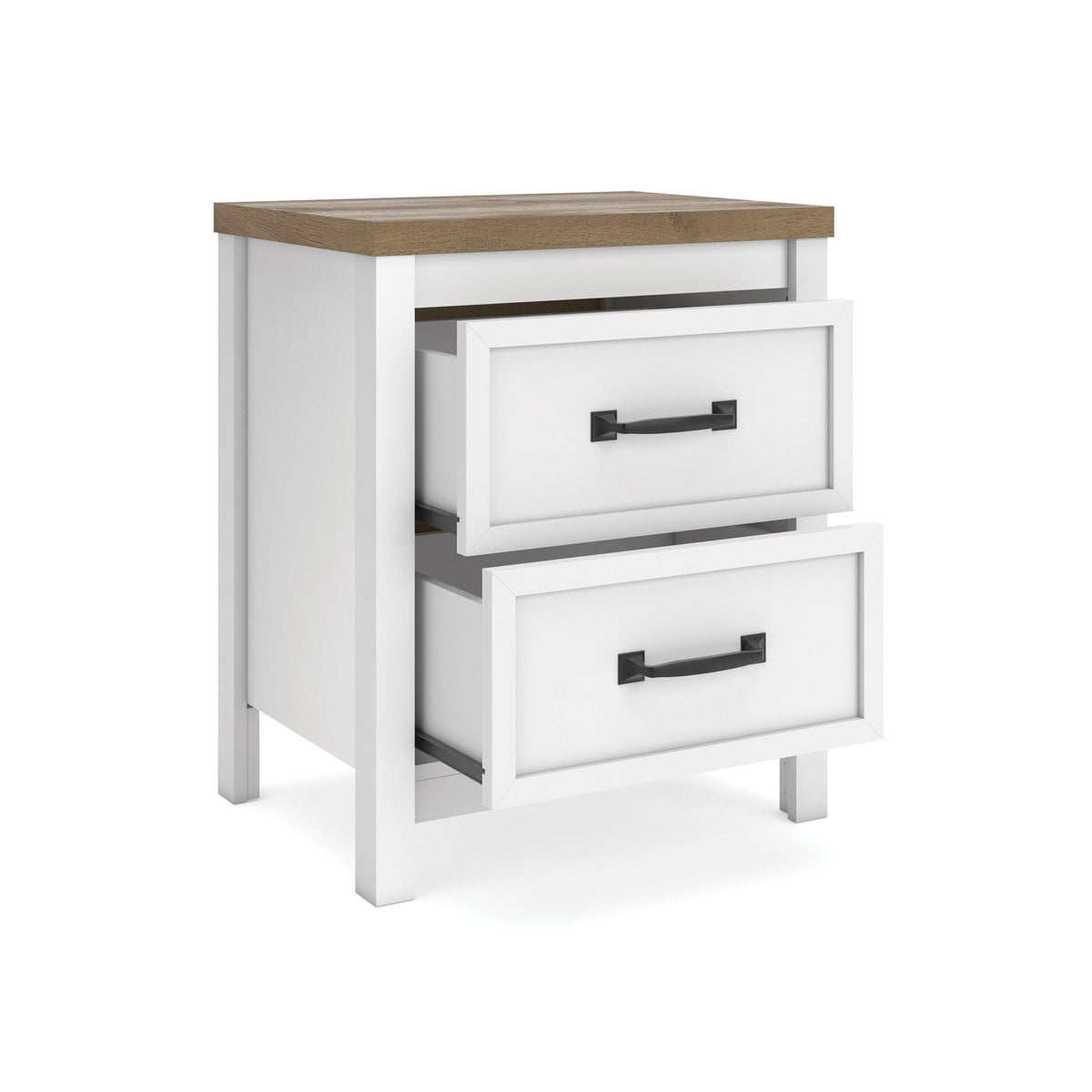 Kerisden - Two Drawer Night Stand - White / Brown, photo 6 of 7