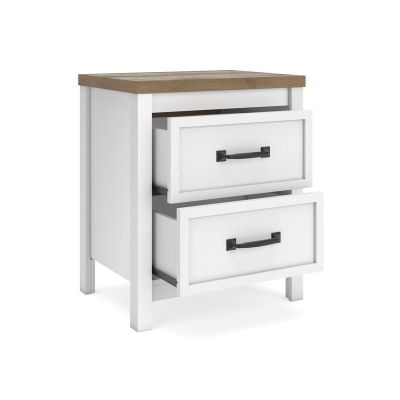Kerisden - Two Drawer Night Stand - White / Brown, photo 6 of 7