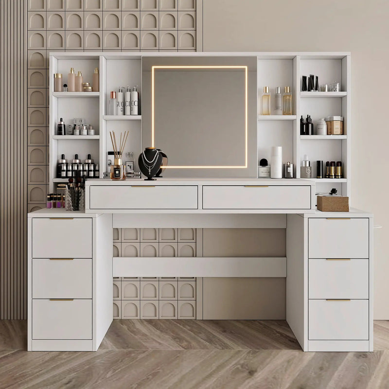 Makeup Vanity Desk with Mirror and Lights by HouseOfZazla