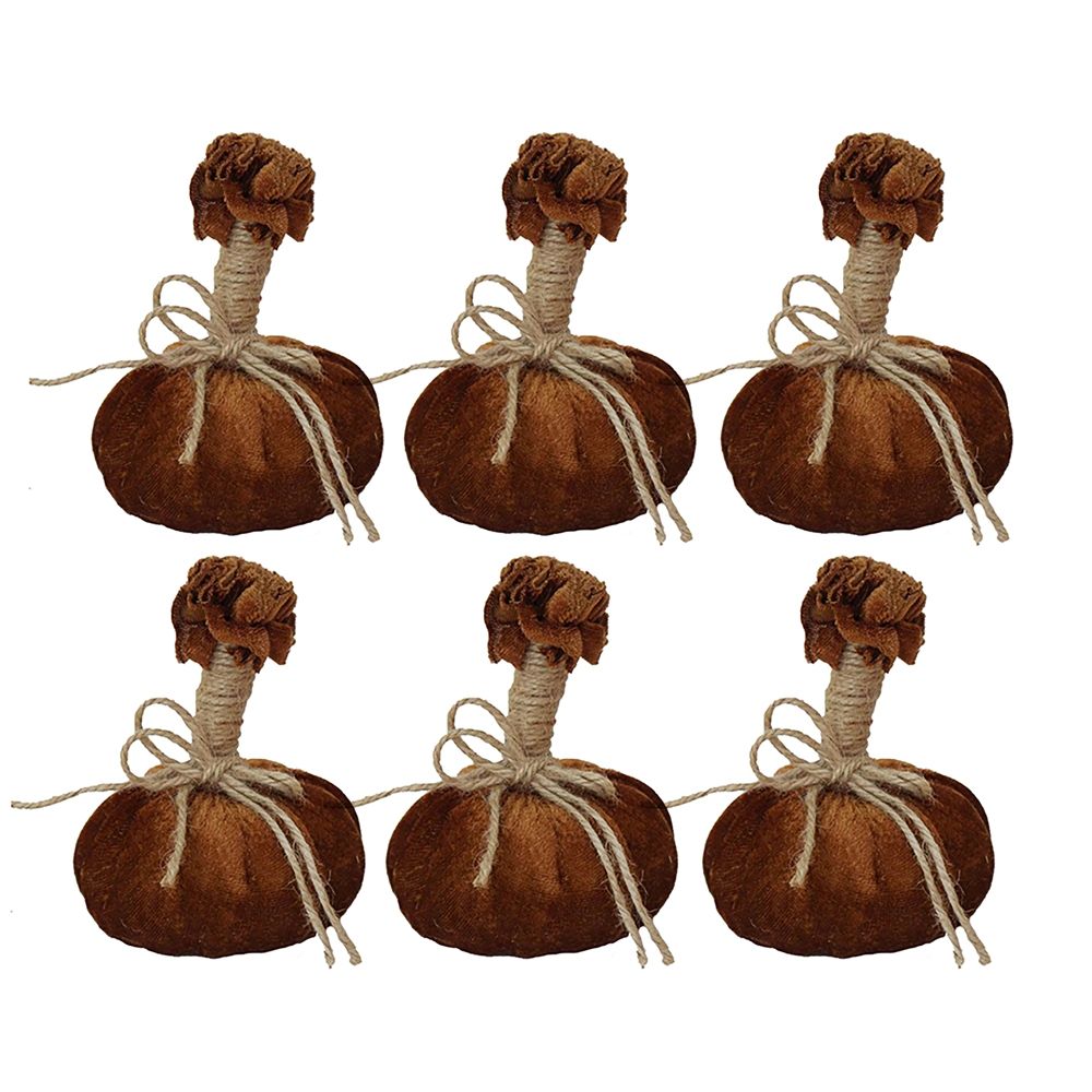Pumpkin Ornament Set of 6 with Farmhouse Detailing - Dark Brown, photo 2 of 15
