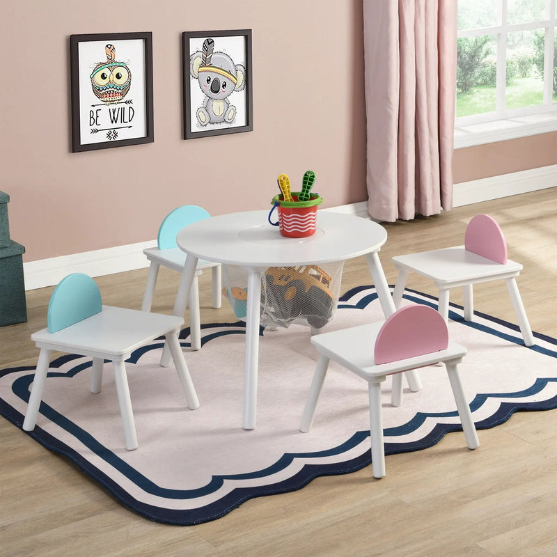 Children's Panel Table With 4 Chairs - White by Unique Piece Furniture