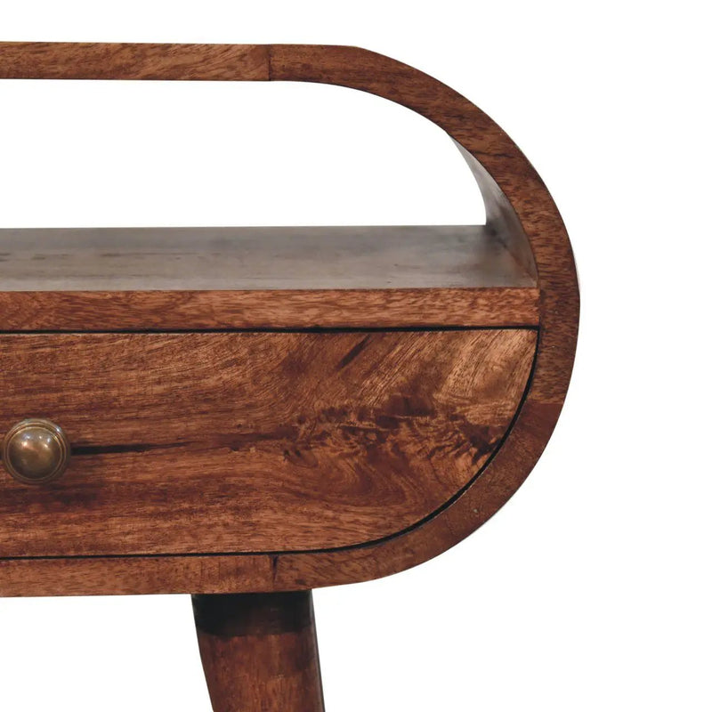 Circular Bedside Table With Open Slot - Caramel by Unique Piece Furniture