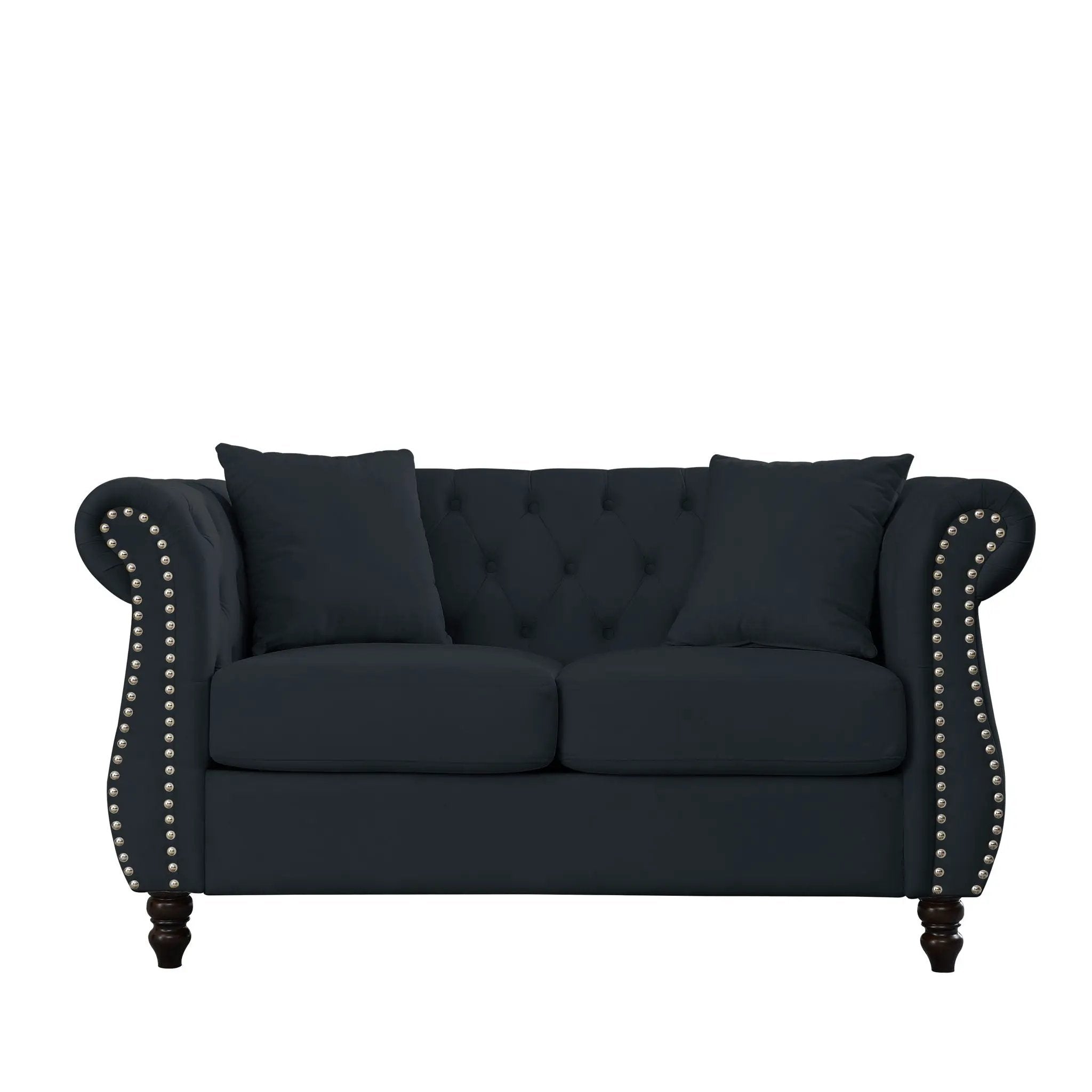 Chesterfield Sofa With Rolled Arms And Nailhead Trim by HouseOfZazla
