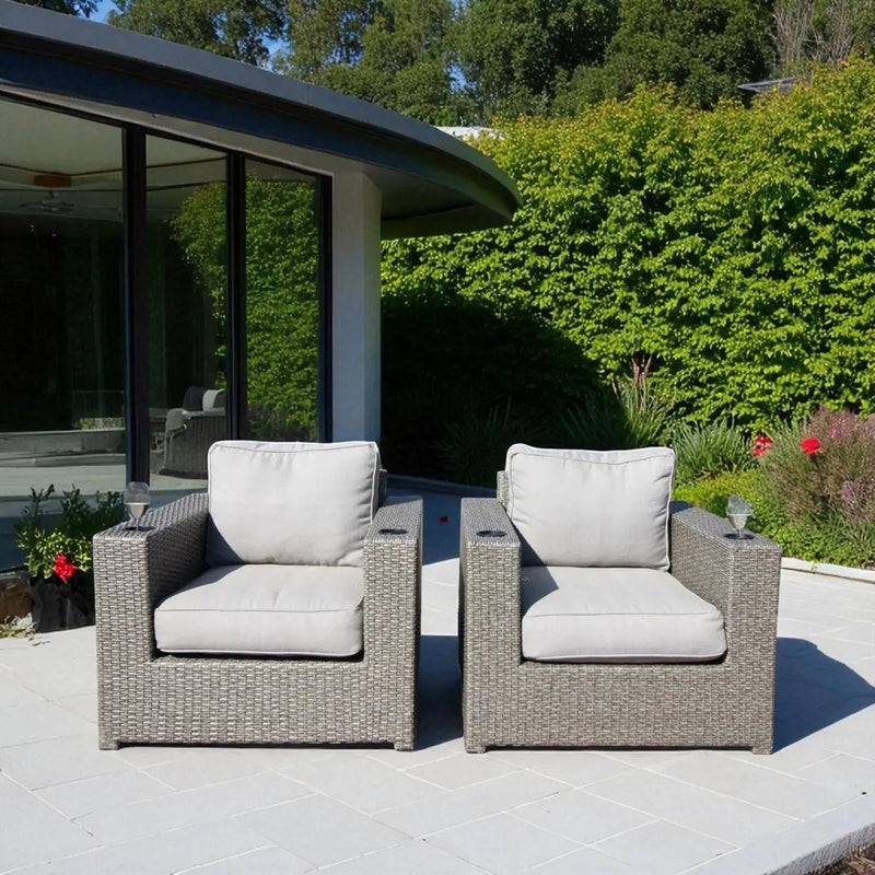 Outdoor Lounge Chairs With Cushions, Weather Resistant - Gray Mix by Unique Piece Furniture