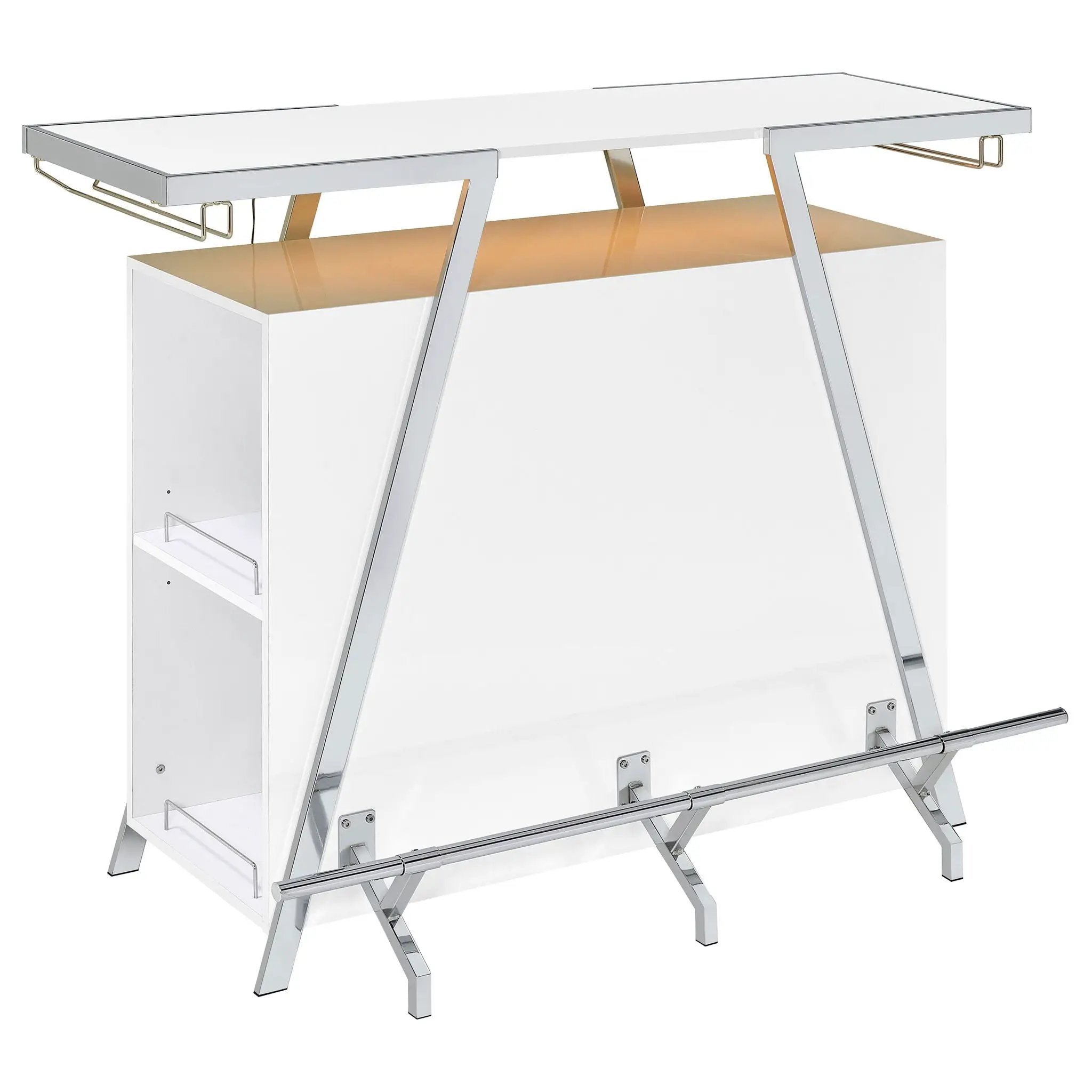 Araceli Freestanding LED Home Bar Cabinet White High Gloss by Unique Piece Furniture