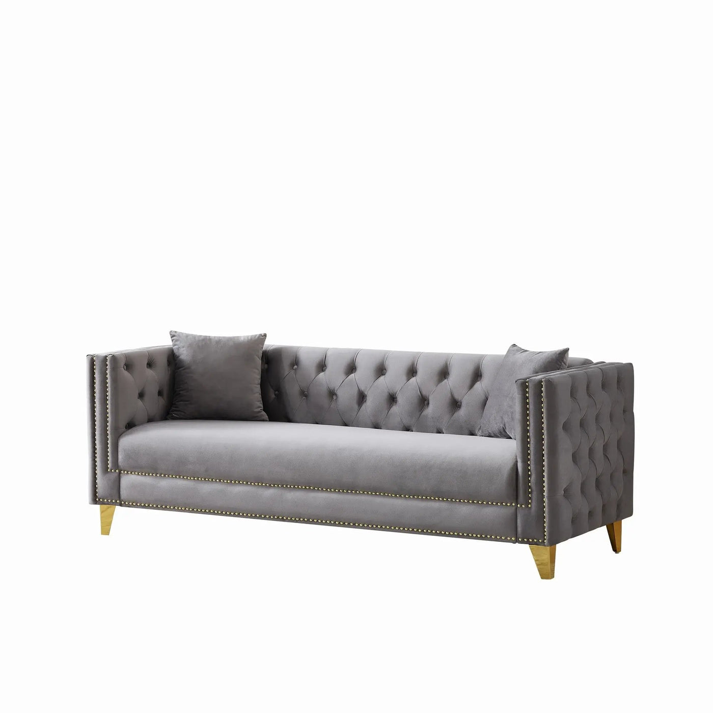 Deep Seat Sofa With Button Nailhead, Square Arm Couches by Unique Piece Furniture