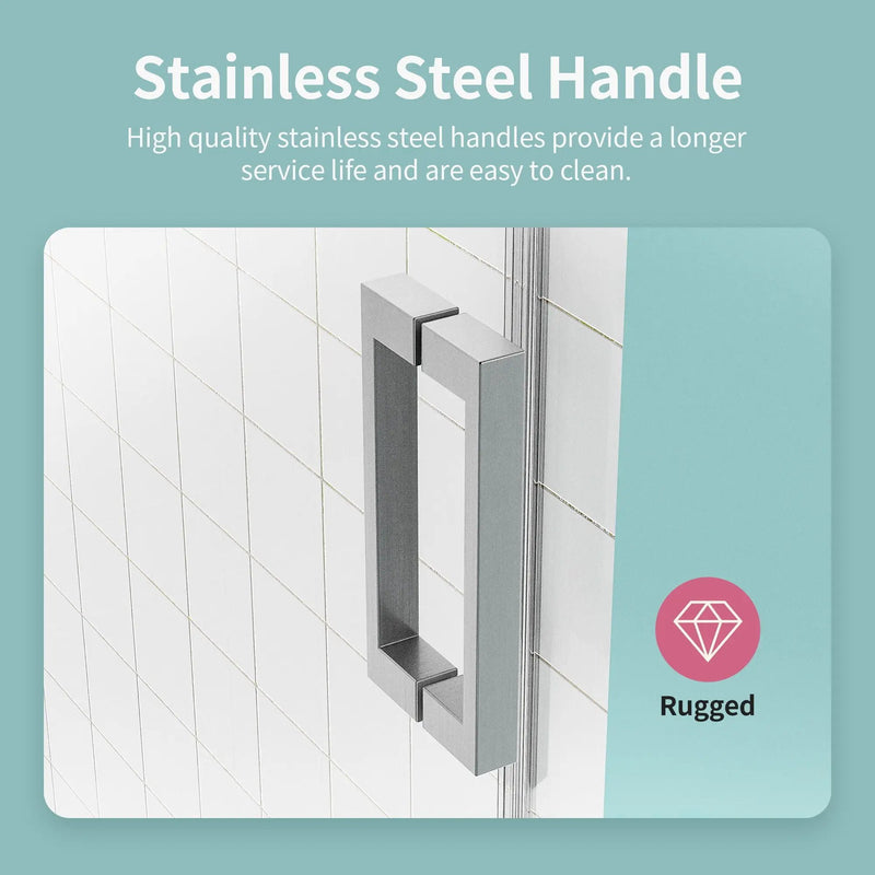 Frameless Sliding Shower Door With Soft- Close, 3 / 8" Tempered Glass by HouseOfZazla