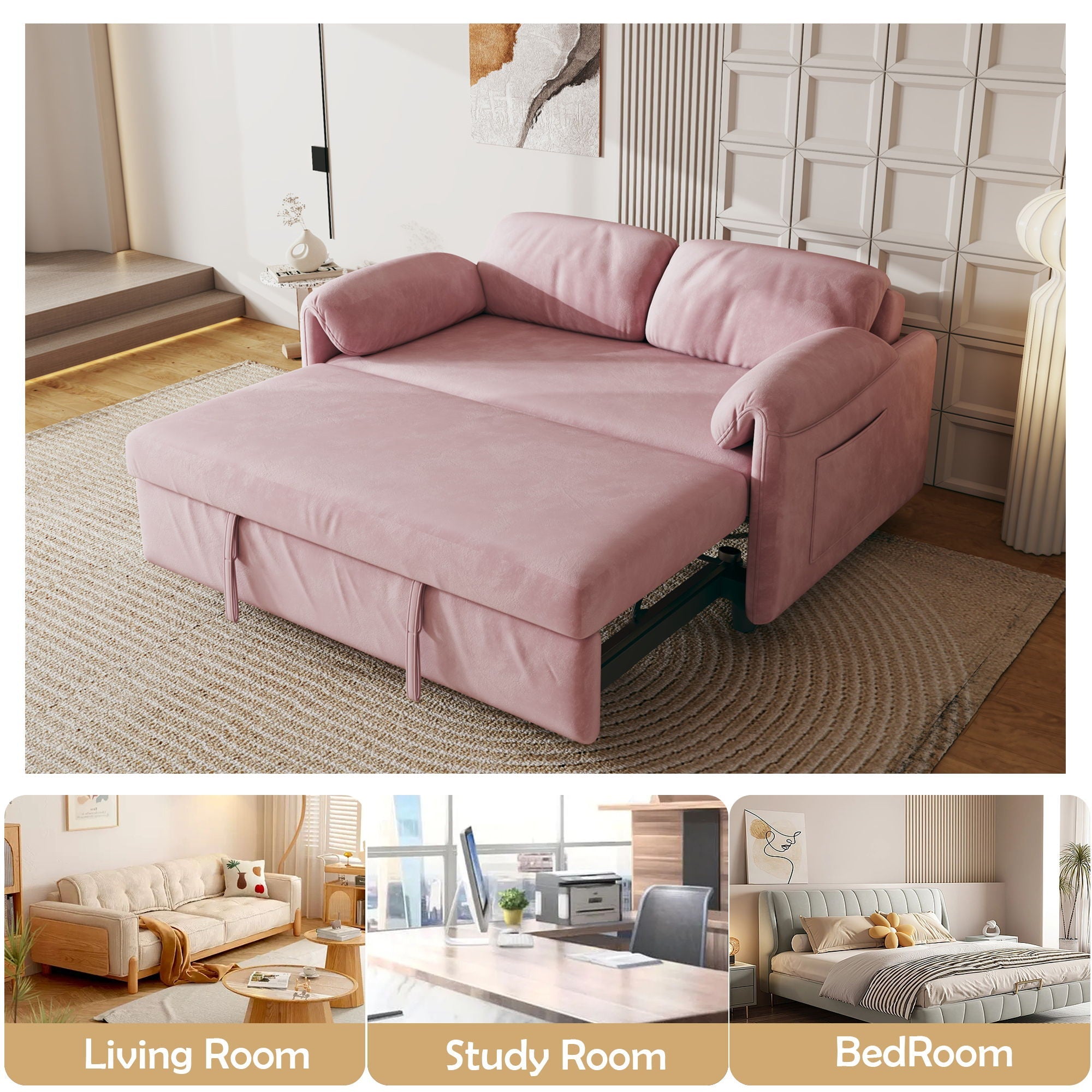 Sofa, Dual Purpose Lounge With Retractable Queen Size Bed by HouseOfZazla