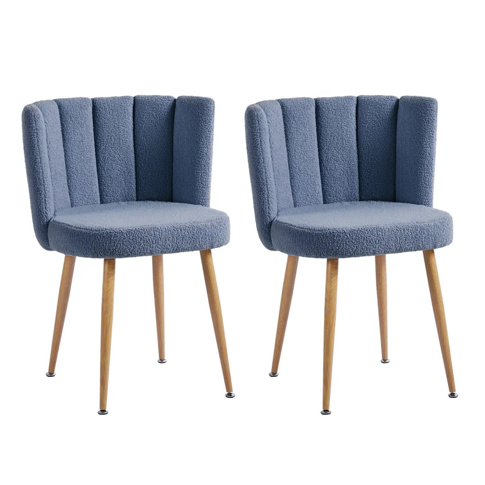 Modern Dining Chair (Set of 2) With Iron Tube Wood Color Legs, Shorthair Cushions And Comfortable Backrest, Suitable For Dining Room, Living Room, Cafe, Simple Structure by HouseOfZazla