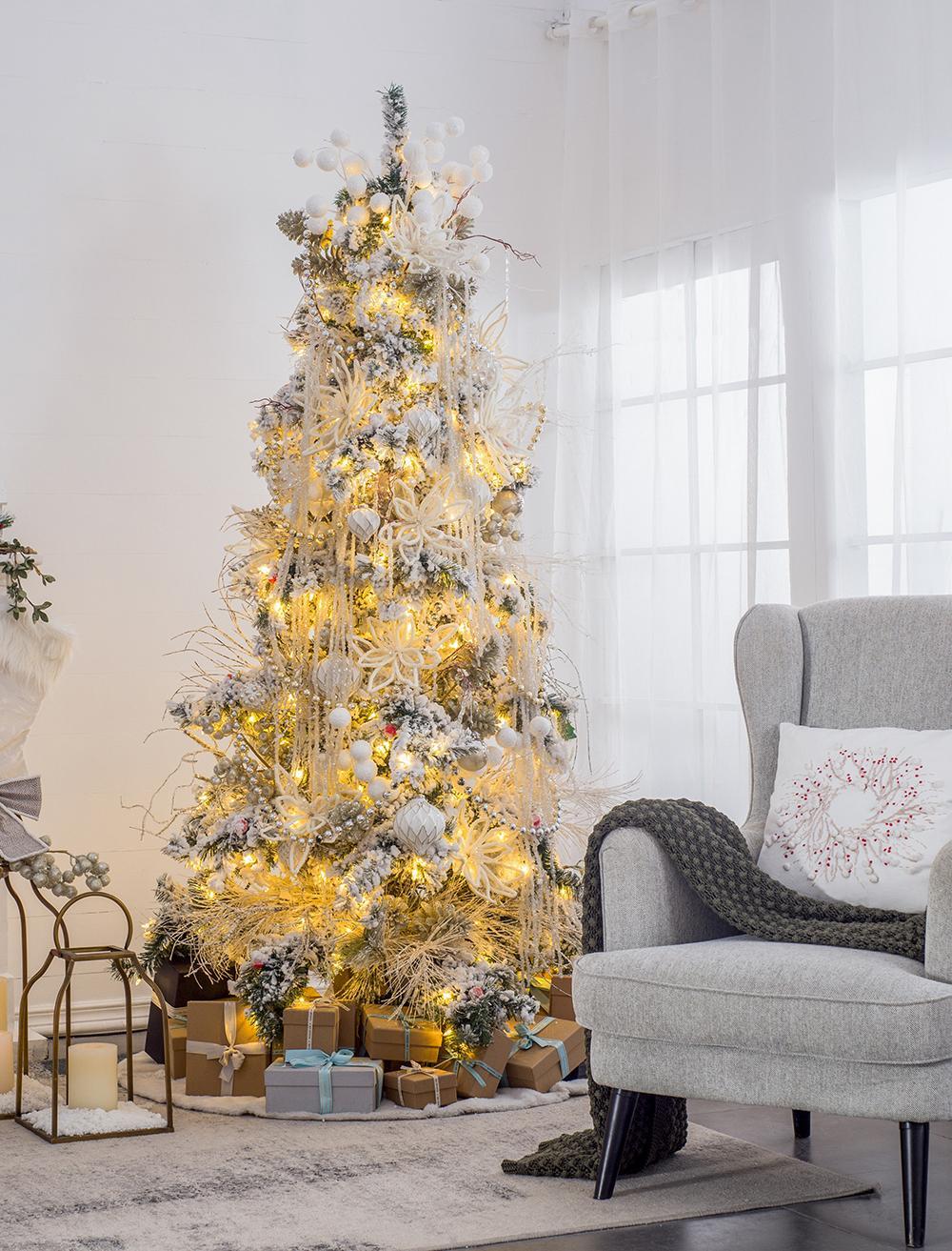 White Glass Christmas Ball Ornaments with Elegant Hanging Design - Set of 6, photo 6 of 7